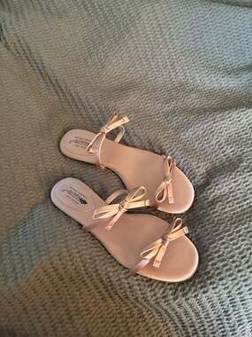 Jeffrey Campbell for Free People Satin Bow Slide Sandals in Pink